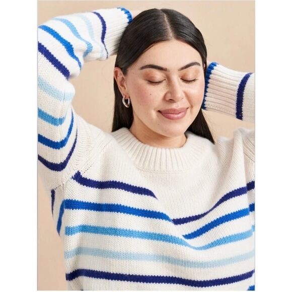 LA LIGNE Mini Marin Striped Sweater In Creamblue Multi XL - Picture 5 of 13